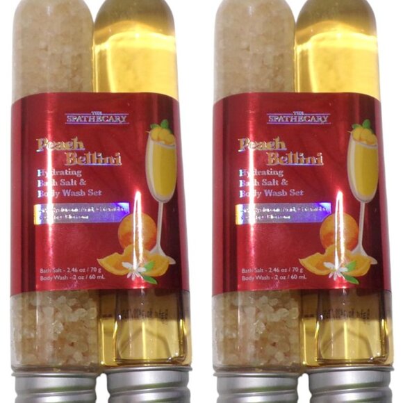 SPATHECARY Peach Bellini fragrance Body Wash Bath Salt With Hyaluronic Acid Set - Picture 1 of 3